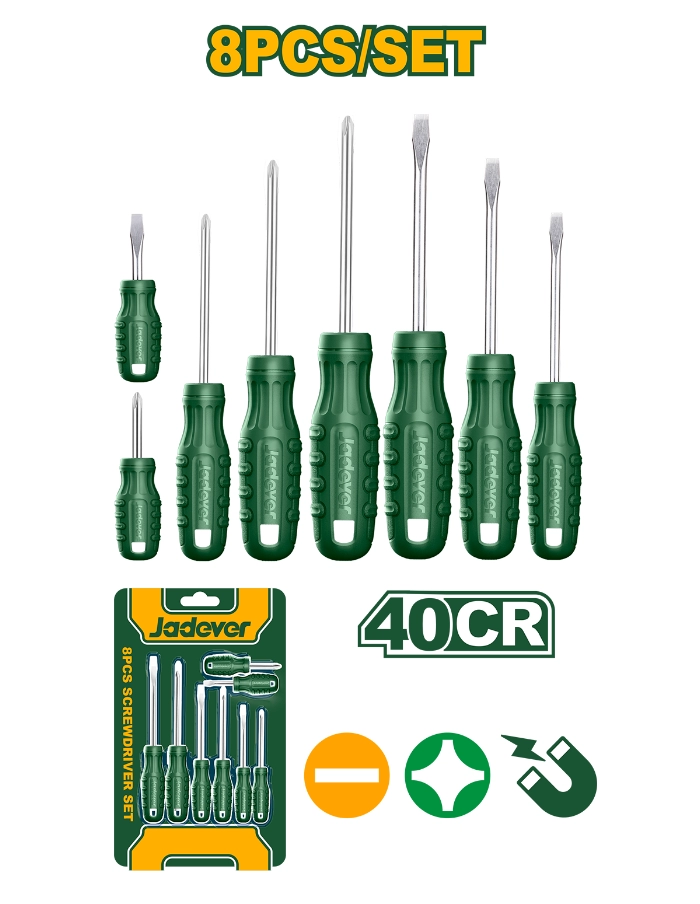 Juego 8 destornilladores planos/philips magneticos Jadever